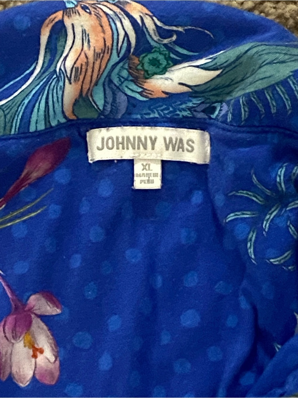Johnny Was Revive PJ set with colorful birds & florals XL - Picture 7 of 7